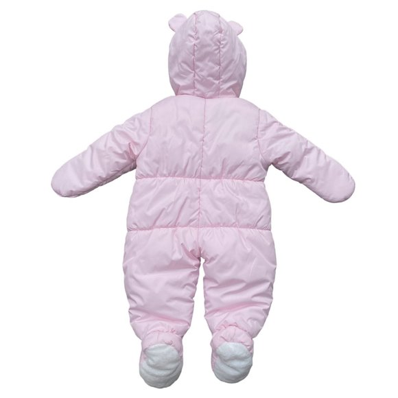 Just One You Baby Bear Quilted Puffer Pink One-Piece Infant Snowsuit-6-9 mos - Picture 10 of 15
